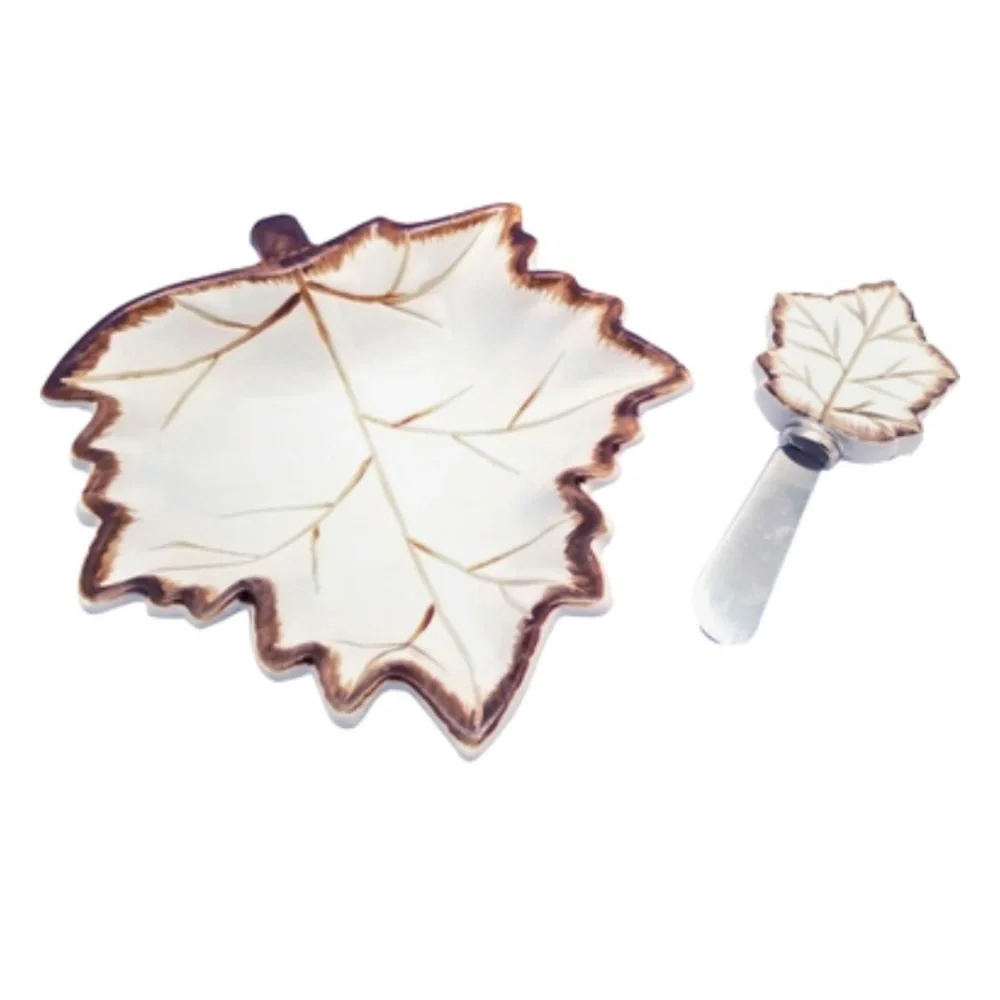 NEW Gibson Home Maple Leaf Bowl with Spreader